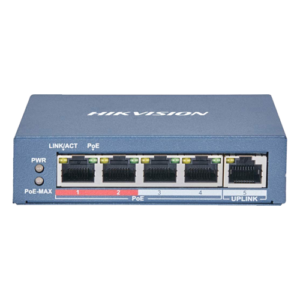Switch 4 porturi 100 Mb PoE, 1 port uplink RJ45 100 Mb, SMART Management - HIKVISION DS-3E1105P-EI-M