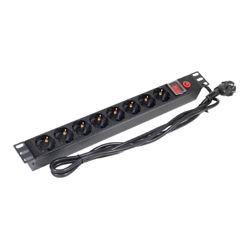 PDU 8 prize Shuko, 19'', 1U, aluminiu cu protectie - ASYTECH Networking ASY-PDU-8
