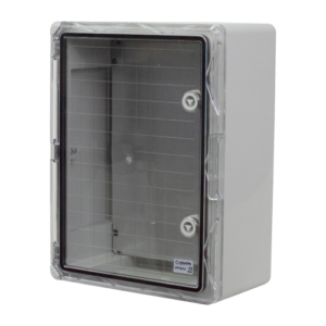 Cutie distributie IP65 din ABS gri, usa transparenta, placa metalica, 300x400x170 mm PP3014