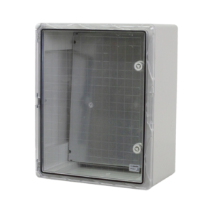 Cutie distributie IP65 din ABS gri, usa transparenta, placa metalica, 400x500x240 mm PP3017