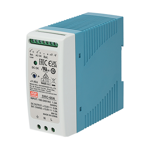 Sursa in comutatie cu back-up, 13.8V / 2.8A, monitorizare, sina DIN - MEAN WELL DRC-60A