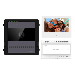 KIT videointerfon 2 fire pentru 1 familie, monitor 7 inch, Alarma, IK08, Card 32GB, Al - HIKVISION DS-KIS704EY-AL