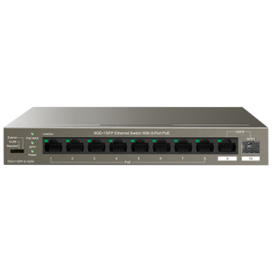 Switch 8 porturi Gigabit PoE, 1 port Uplink Gigabit, 1 port SFP Uplink Gigabit - Tenda TND-TEG1110PF-8-102W