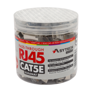 Mufa RJ-45 FTP Cat.5e EZ Passthrough, ecranata, 50Âµ (100 buc) RJ45M-CAT5-EZ-50U-JAR