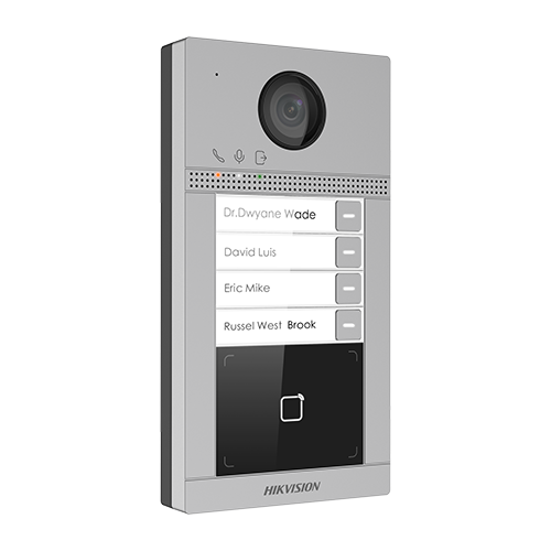 Panou exterior videointerfon TCP/IP pentru 4 familii, Wi-Fi 2.4GHz, control acces integrat - HIKVISION DS-KV8413-WME1