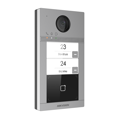 Panou exterior videointerfon TCP/IP pentru 2 familii, Wi-Fi 2.4GHz, control acces integrat - HIKVISION DS-KV8213-WME1