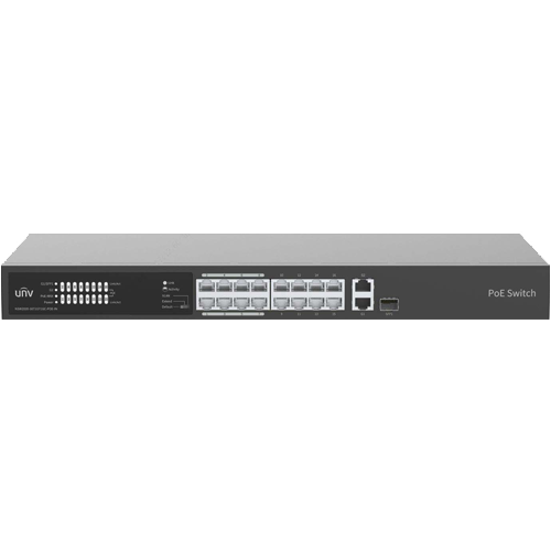 Switch 16 porturi PoE, 1 port Gigaethernet, 1 port Combo - UNV NSW2020-16T1GT1GC-POE-IN