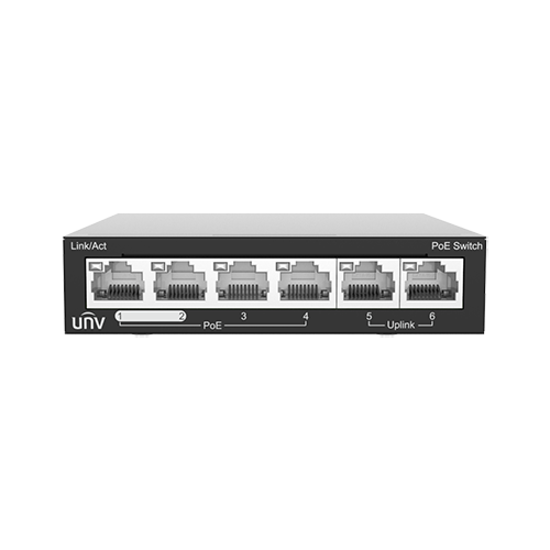 Switch 4 porturi PoE, 2 porturi uplink RJ45 - UNV NSW2020-6T-POE-IN