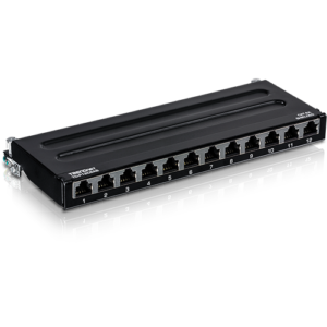 Patch Panel Wall Mount, 12 porturi RJ45 UTP, Cat6a, Ecranat, 0.5U - TRENDnet TC-P12C6AS