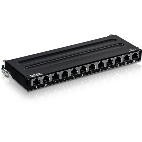Patch Panel Wall Mount, 12 porturi RJ45 UTP, Cat6a, Ecranat, 0.5U - TRENDnet TC-P12C6AS